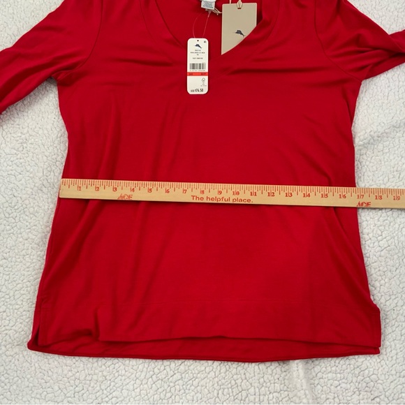 Tommy Bahama Women’s XS Kauai Jersey V-Neck Long Sleeve Tee Shirt Red New - Picture 8 of 10
